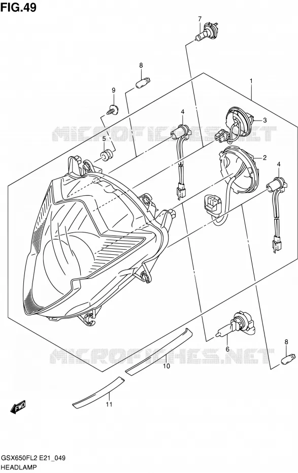 PHARE (GSX650FUAL2 E21) Suzuki MOTO 650 GSX-F 2012  GSX650FL2(E21)