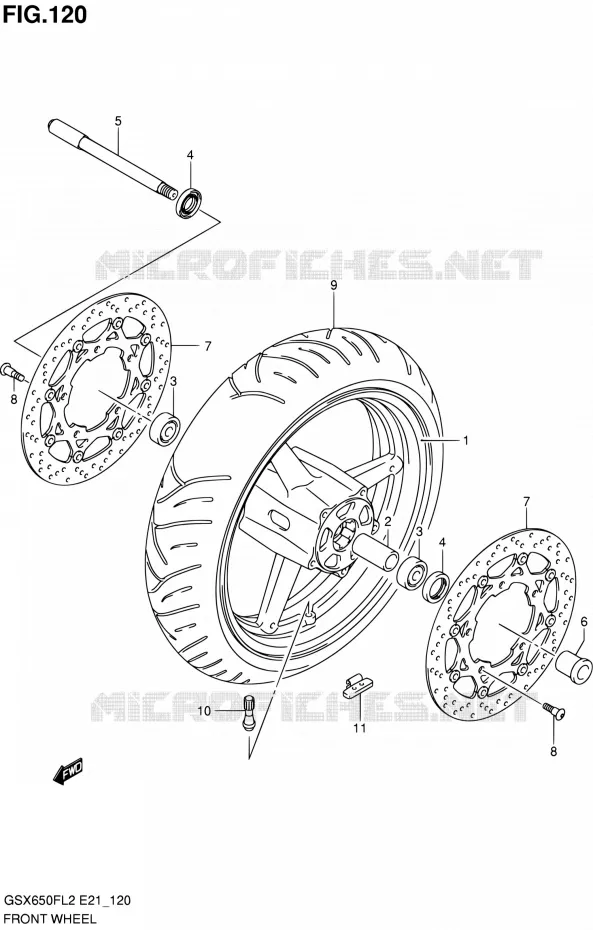 ROUE AVANT (GSX650FUL2 E24) Suzuki MOTO 650 GSX-F 2012  GSX650FL2(E21)