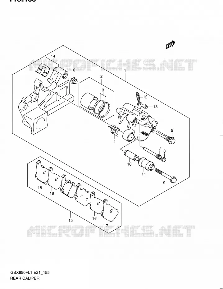 ETRIER DE FREIN ARRIERE (GSX650FUL1 E24) Suzuki MOTO 650 GSX-F 2011  GSX650FL1(E24)