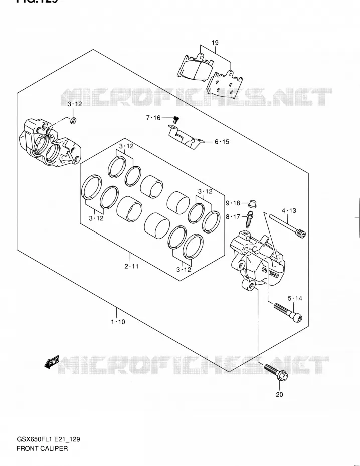 ETRIER DE FREIN AVANT (GSX650FAL1 E21) Suzuki MOTO 650 GSX-F 2011  GSX650FL1(E24)