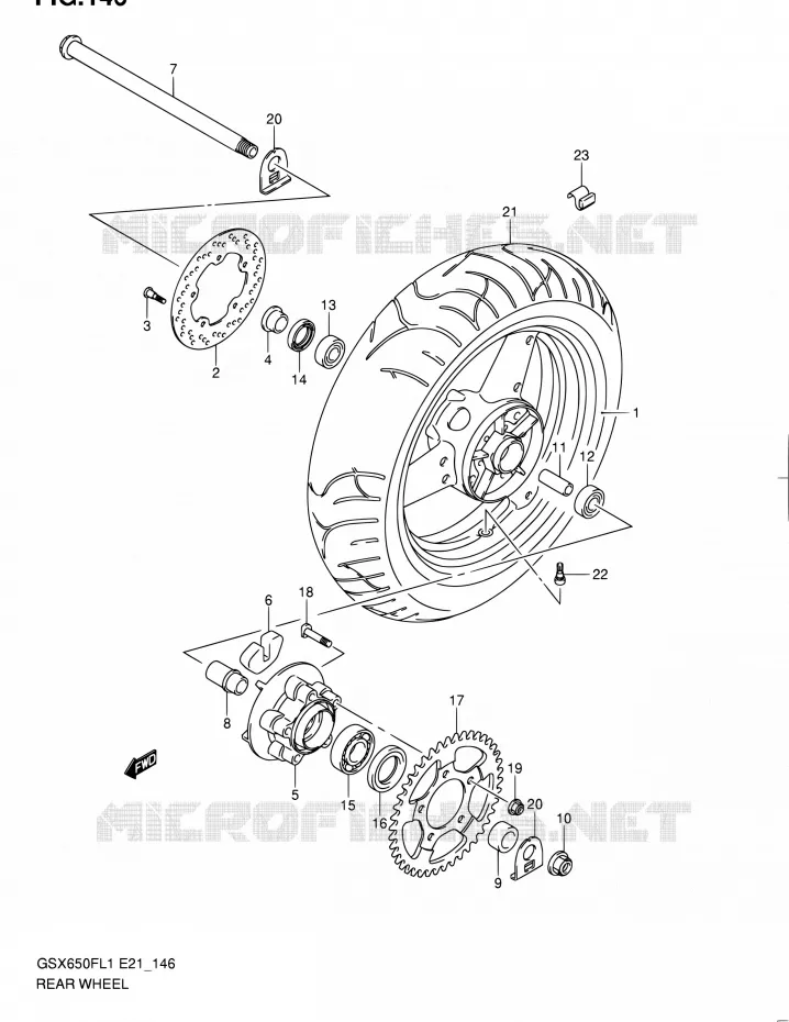 ROUE ARRIERE (GSX650FL1 E21) Suzuki MOTO 650 GSX-F 2011  GSX650FL1(E24)