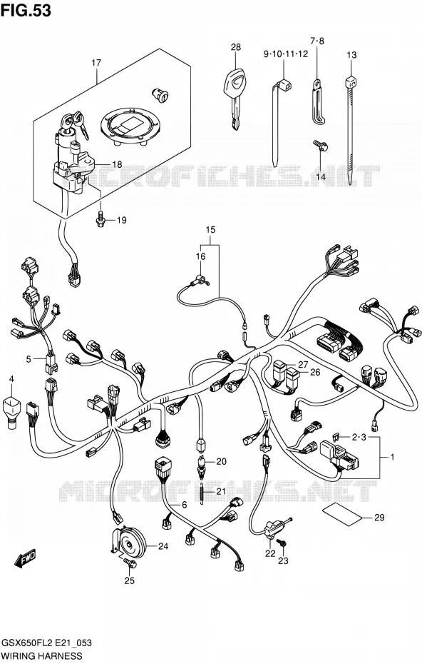 FAISCEAU ELECTRIQUE (GSX650FL2 E24) Suzuki MOTO 650 GSX-F 2012  GSX650FL2(E24)
