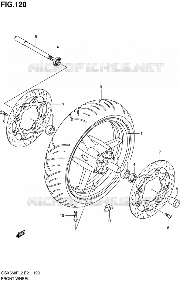 ROUE AVANT (GSX650FUL2 E24) Suzuki MOTO 650 GSX-F 2012  GSX650FL2(E24)