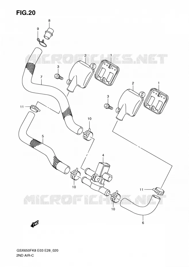 SYSTEME RECYCLAGE GAZ ECHAPPEMENT Suzuki MOTO 650 GSX-F 2009  GSX650FA K9 (E03,E28,E33)