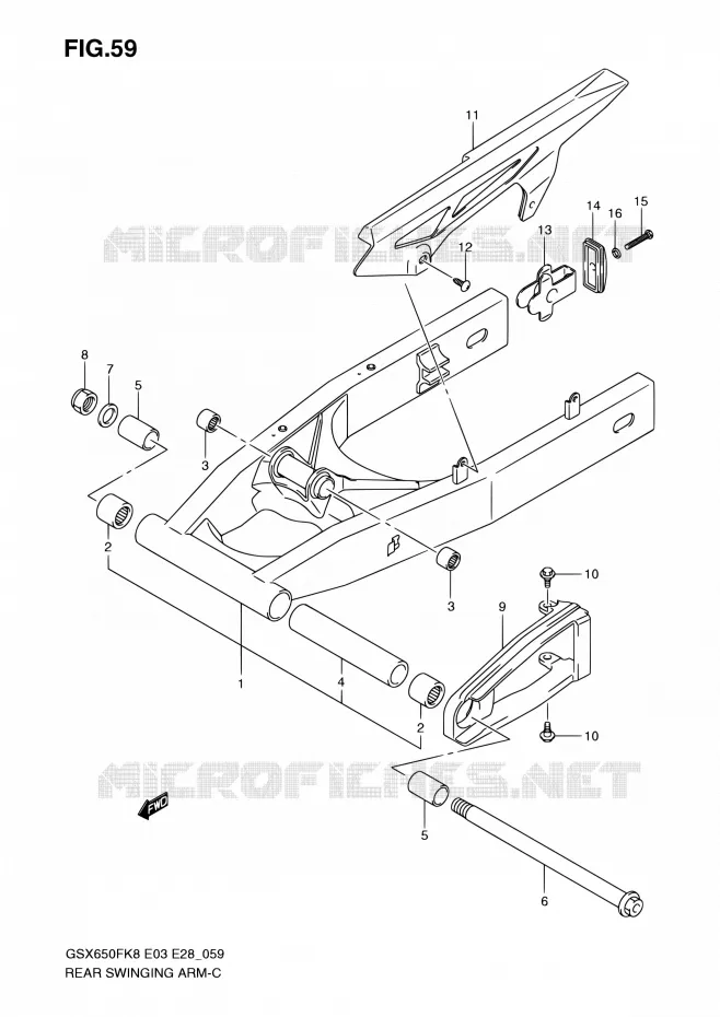 BRAS OSCILLANT ARRIERE Suzuki MOTO 650 GSX-F 2010  GSX650FA L0 (E03,E28,E33)