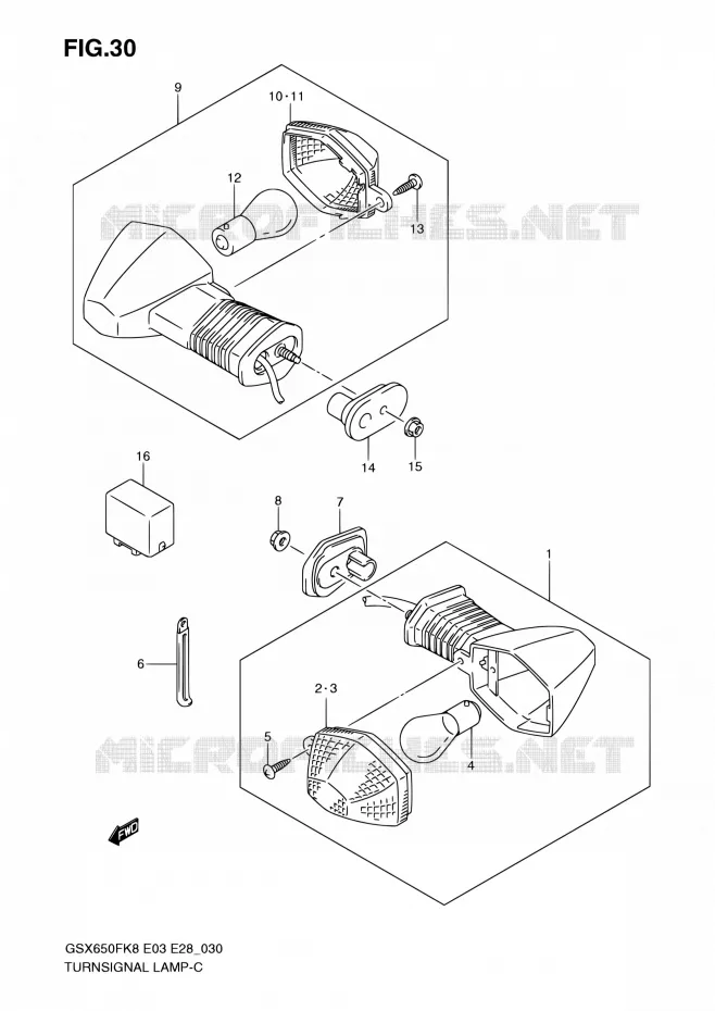 CLIGNOTANTS Suzuki MOTO 650 GSX-F 2010  GSX650FA L0 (E03,E28,E33)
