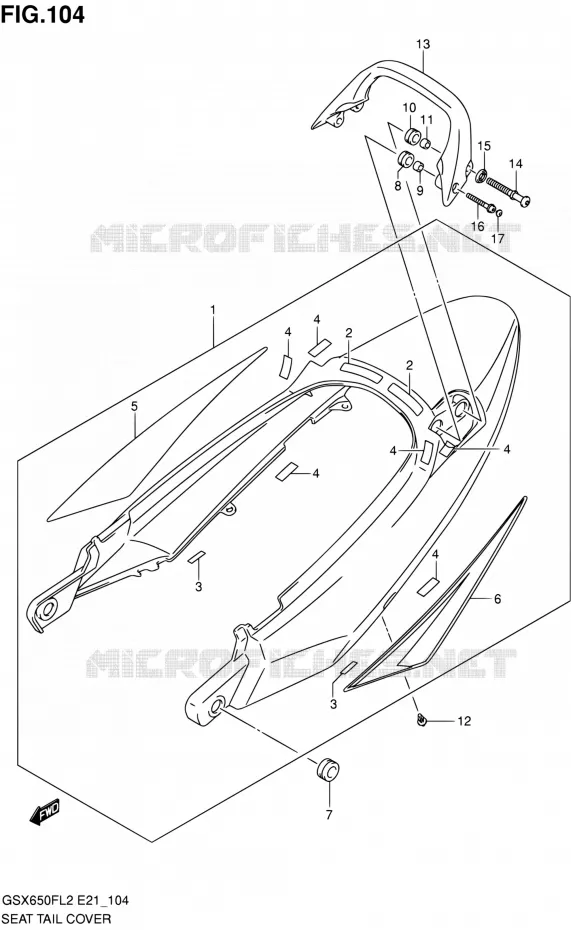 CARENAGES ARRIERE Suzuki MOTO 650 GSX-F 2014  GSX650FAL2(E21)