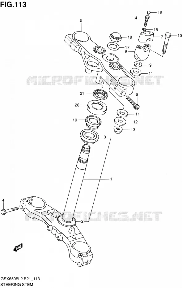 COLONNE DE DIRECTION (GSX650FUL2 E21) Suzuki MOTO 650 GSX-F 2013  GSX650FAL2(E21)