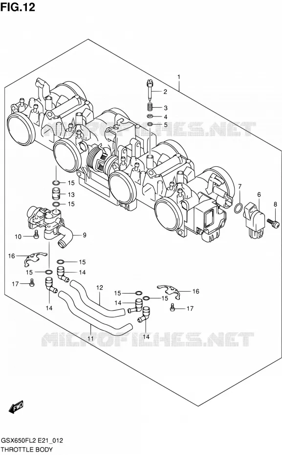 CORPS DE PAPILLON Suzuki MOTO 650 GSX-F 2016  GSX650FAL2(E21)