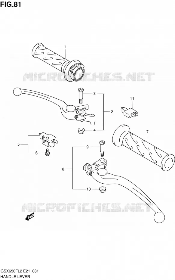 ENSEMBLE LEVIERS - POIGNEES (GSX650FAL2 E21) Suzuki MOTO 650 GSX-F 2016  GSX650FAL2(E21)