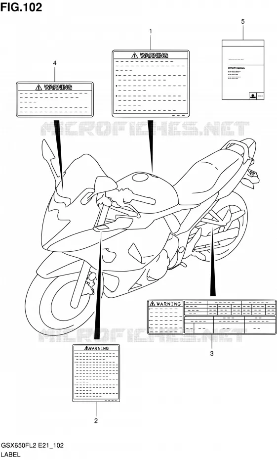 ETIQUETTE (GSX650FUAL2 E21) Suzuki MOTO 650 GSX-F 2012  GSX650FAL2(E21)