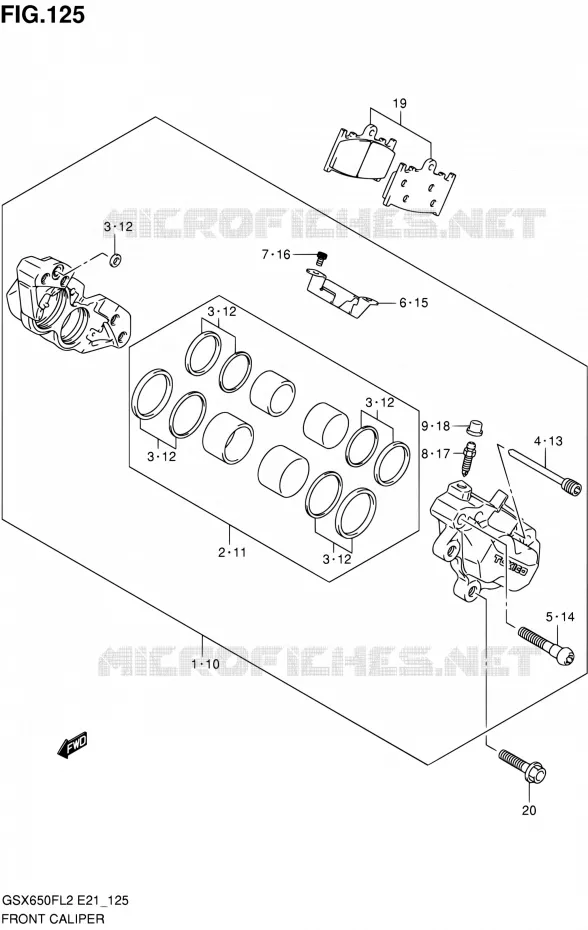 ETRIER DE FREIN AVANT (GSX650FL2 E21) Suzuki MOTO 650 GSX-F 2014  GSX650FAL2(E21)