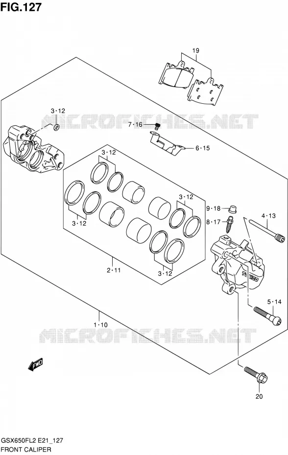 ETRIER DE FREIN AVANT (GSX650FUL2 E21) Suzuki MOTO 650 GSX-F 2013  GSX650FAL2(E21)