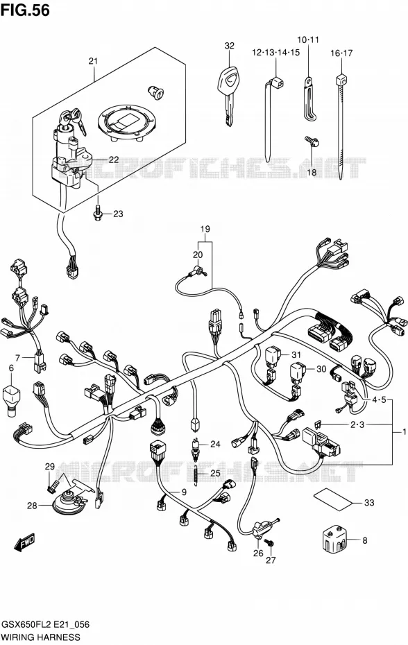 FAISCEAU ELECTRIQUE (GSX650FAL2 E21) Suzuki MOTO 650 GSX-F 2014  GSX650FAL2(E21)