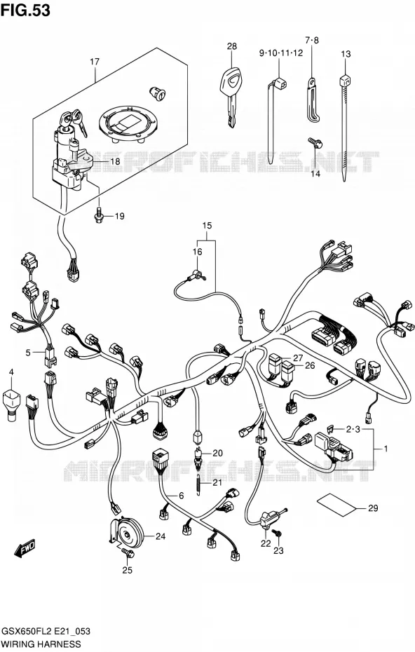 FAISCEAU ELECTRIQUE (GSX650FL2 E24) Suzuki MOTO 650 GSX-F 2013  GSX650FAL2(E21)
