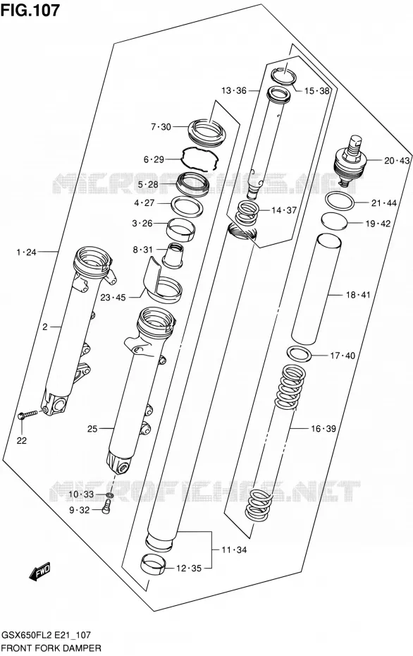 FOURCHE (GSX650FUL2 E21) Suzuki MOTO 650 GSX-F 2013  GSX650FAL2(E21)