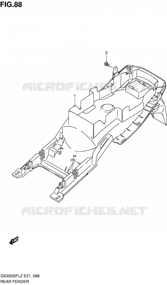 GARDE BOUE ARRIERE (GSX650FUAL2 E21) Suzuki MOTO 650 GSX-F 2012  GSX650FAL2(E21)