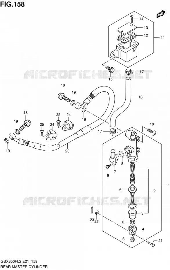 MAITRE CYLINDRE ARRIERE (GSX650FL2 E21) Suzuki MOTO 650 GSX-F 2013  GSX650FAL2(E21)