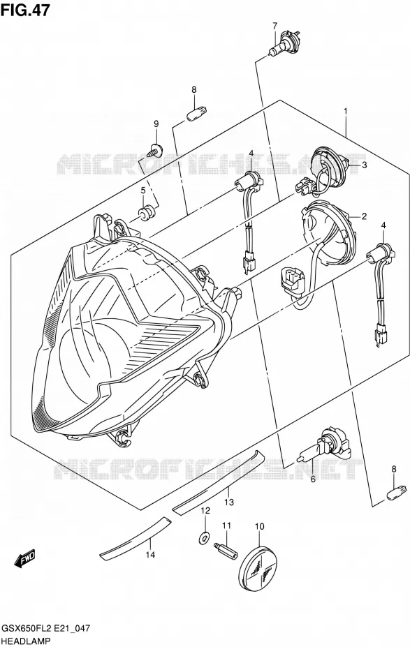 PHARE (GSX650FUL2 E24) Suzuki MOTO 650 GSX-F 2012  GSX650FAL2(E21)