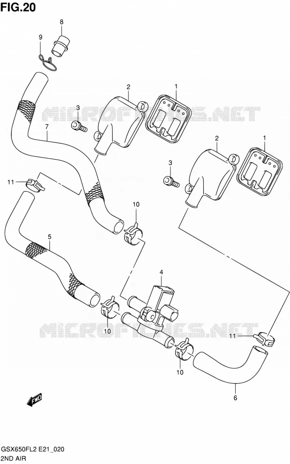 SYSTEME RECYCLAGE GAZ ECHAPPEMENT Suzuki MOTO 650 GSX-F 2014  GSX650FAL2(E21)