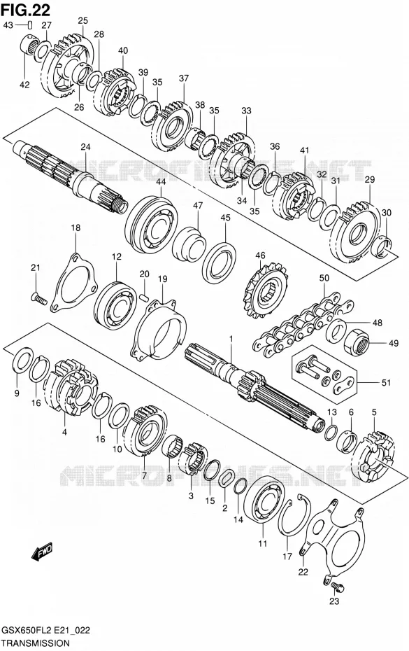 TRANSMISSION Suzuki MOTO 650 GSX-F 2012  GSX650FAL2(E21)