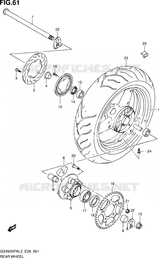 ROUE ARRIERE Suzuki MOTO 650 GSX-F 2013  GSX650FA L3