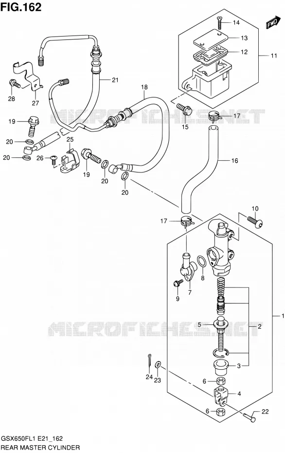 MAITRE CYLINDRE ARRIERE (GSX650FAL1 E21) Suzuki MOTO 650 GSX-F 2011  GSX650FUL1(E24)