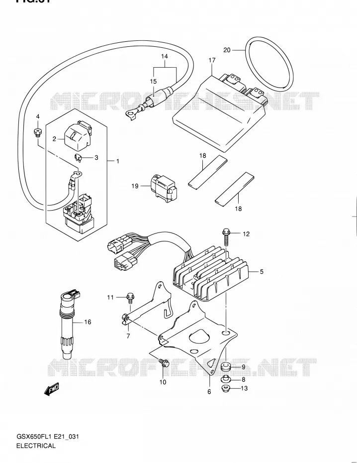 PARTIE ELECTRIQUE (GSX650FUAL1 E21) Suzuki MOTO 650 GSX-F 2011  GSX650FUL1(E24)