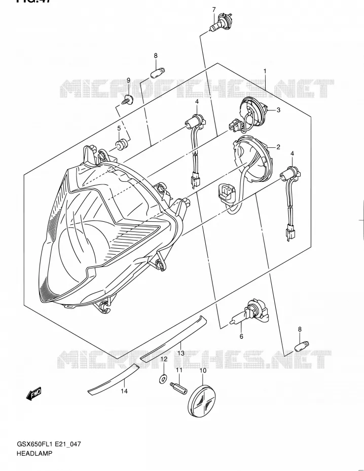 PHARE (GSX650FUL1 E24) Suzuki MOTO 650 GSX-F 2011  GSX650FUL1(E24)