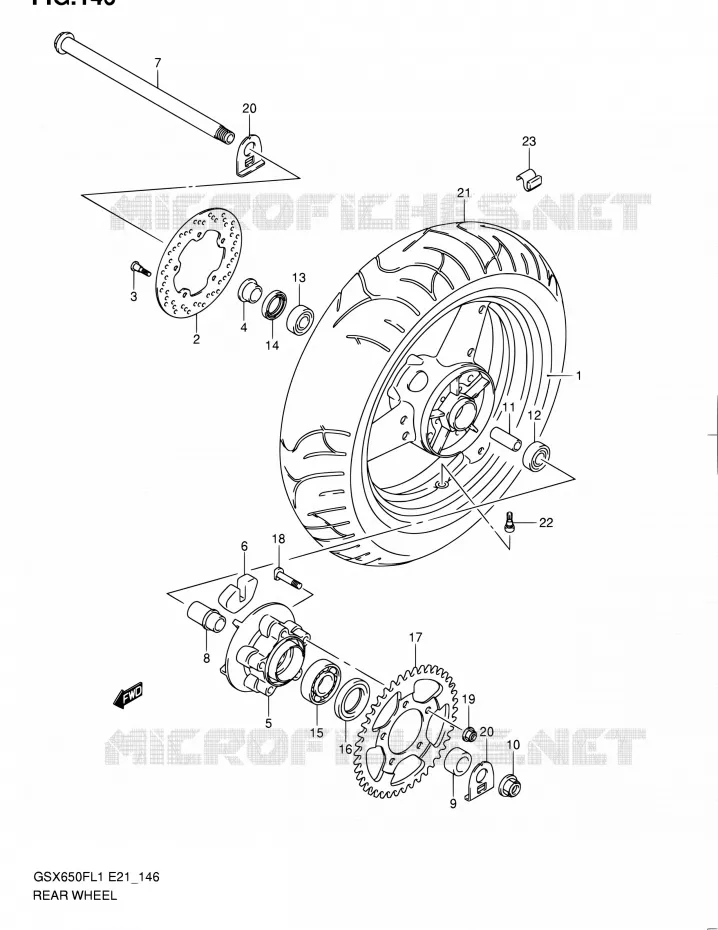 ROUE ARRIERE (GSX650FL1 E21) Suzuki MOTO 650 GSX-F 2011  GSX650FUL1(E24)