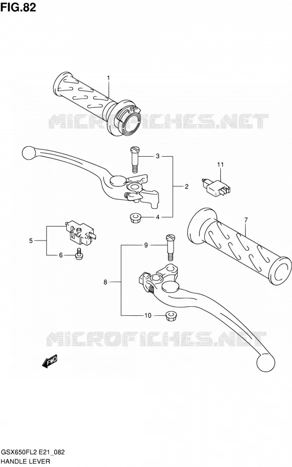 ENSEMBLE LEVIERS - POIGNEES (GSX650FUAL2 E21) Suzuki MOTO 650 GSX-F 2012  GSX650FUL2(E21)