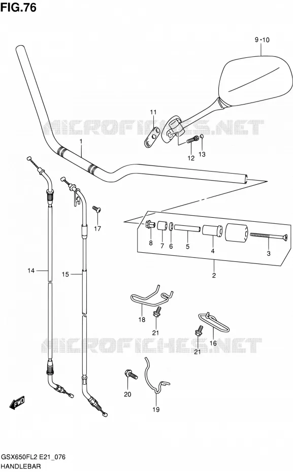 GUIDON Suzuki MOTO 650 GSX-F 2012  GSX650FUL2(E21)