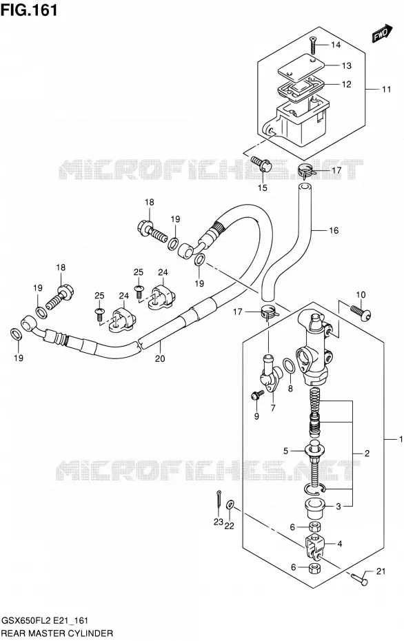 MAITRE CYLINDRE ARRIERE (GSX650FUL2 E24) Suzuki MOTO 650 GSX-F 2012  GSX650FUL2(E21)