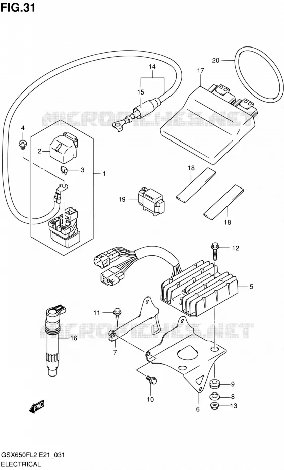 PARTIE ELECTRIQUE (GSX650FUAL2 E21) Suzuki MOTO 650 GSX-F 2012  GSX650FUL2(E21)