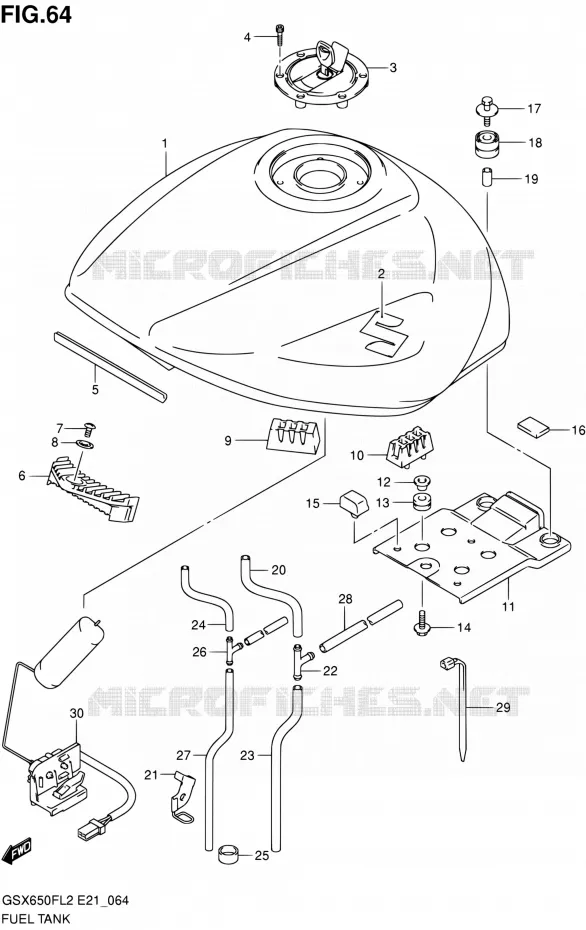 RESERVOIR D'ESSENCE (GSX650FUL2 E21) Suzuki MOTO 650 GSX-F 2012  GSX650FUL2(E21)