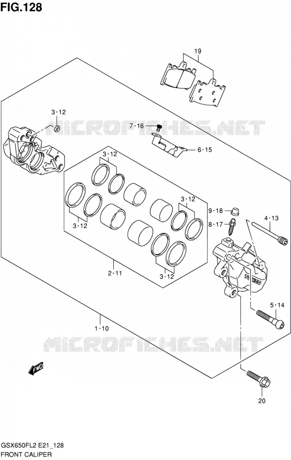 ETRIER DE FREIN AVANT (GSX650FUL2 E24) Suzuki MOTO 650 GSX-F 2012  GSX650FUL2(E24)