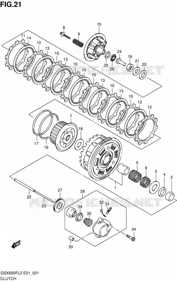 EMBRAYAGE Suzuki MOTO 650 GSX-F 2012  GSX650FUAL2(E21)