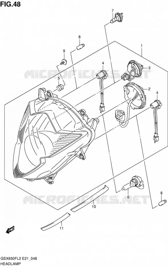 PHARE (GSX650FAL2 E21) Suzuki MOTO 650 GSX-F 2012  GSX650FUAL2(E21)