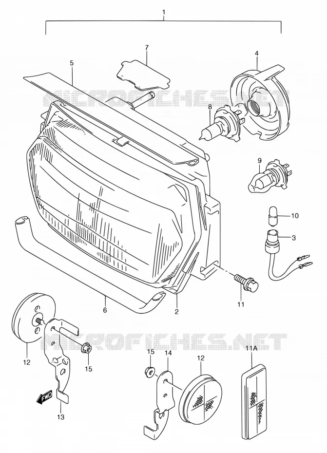 PHARE (MODELE K/L/M/N/P/R) Suzuki MOTO 750 GSX-F 1990  GSX750FL(E02)