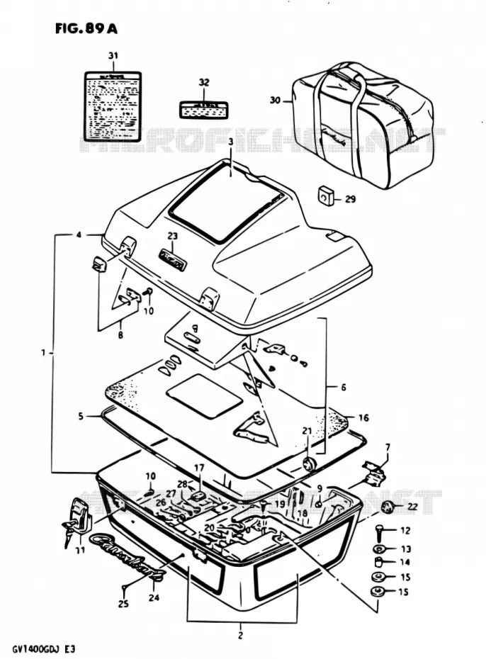 ENSEMBLE DOSSERET PASSAGER MODELE J Suzuki MOTO 1400 CAVALCADE 1987  GV1400GD H/GV1400GC H