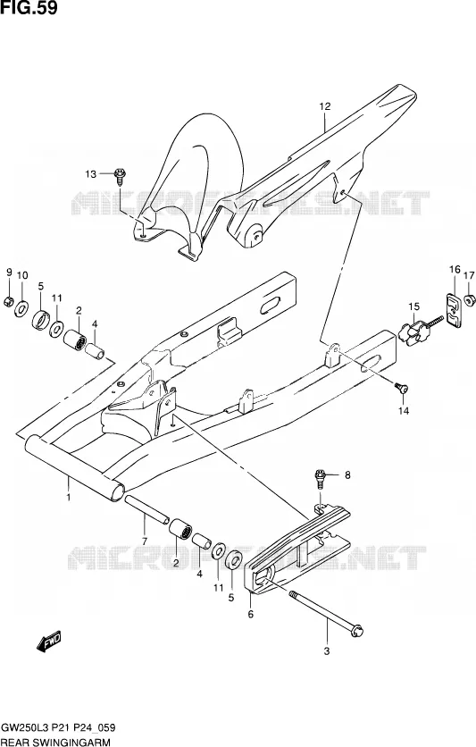 BRAS OSCILLANT ARRIERE Suzuki MOTO 250 INAZUMA 2015  GW250 L3 (P21)