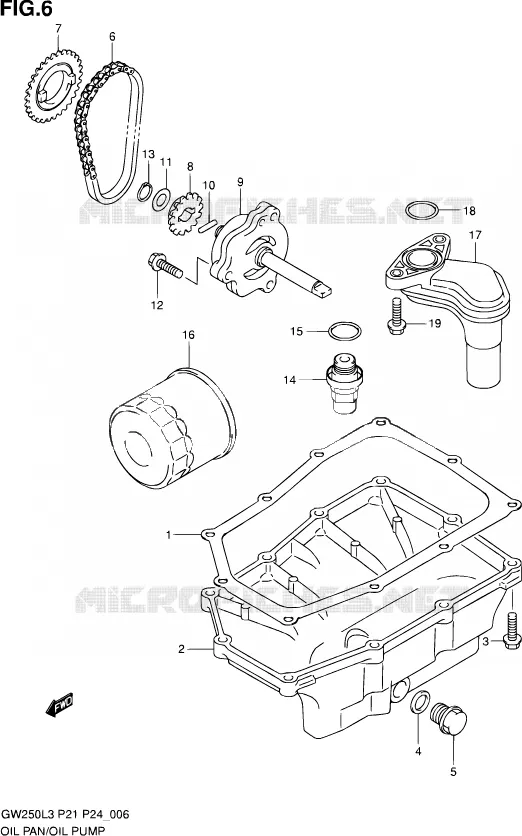 CARTER INFERIEUR - POMPE A HUILE Suzuki MOTO 250 INAZUMA 2014  GW250 L3 (P21)