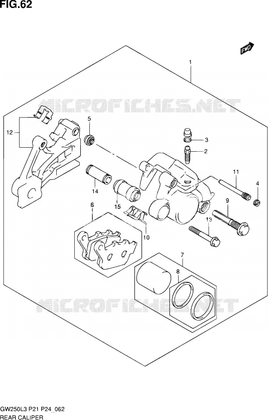 ETRIER DE FREIN ARRIERE Suzuki MOTO 250 INAZUMA 2012  GW250 L3 (P21)