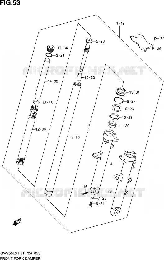 FOURCHE (GW250L3 P24) Suzuki MOTO 250 INAZUMA 2013  GW250 L3 (P21)