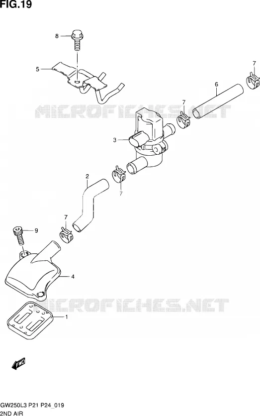 SYSTEME RECYCLAGE GAZ ECHAPPEMENT Suzuki MOTO 250 INAZUMA 2015  GW250 L3 (P21)