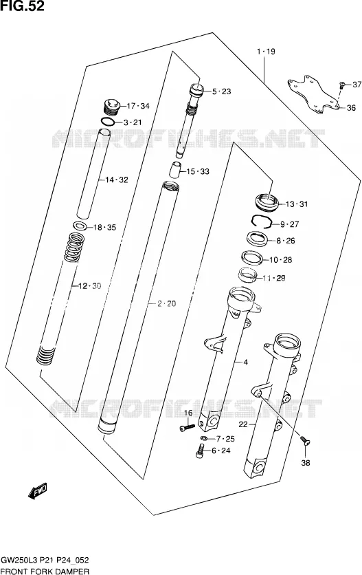 FOURCHE (GW250L3 P21) Suzuki MOTO 250 INAZUMA 2013  GW250 L3 (P24)