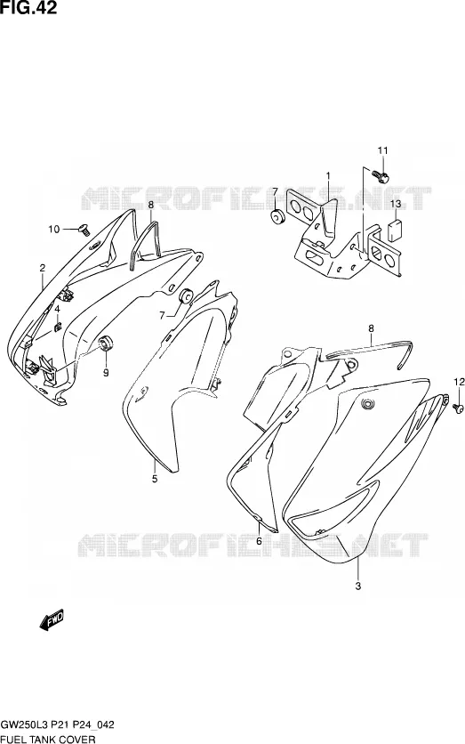 RESERVOIR D'ESSENCE - COUVERCLES Suzuki MOTO 250 INAZUMA 2013  GW250 L3 (P24)