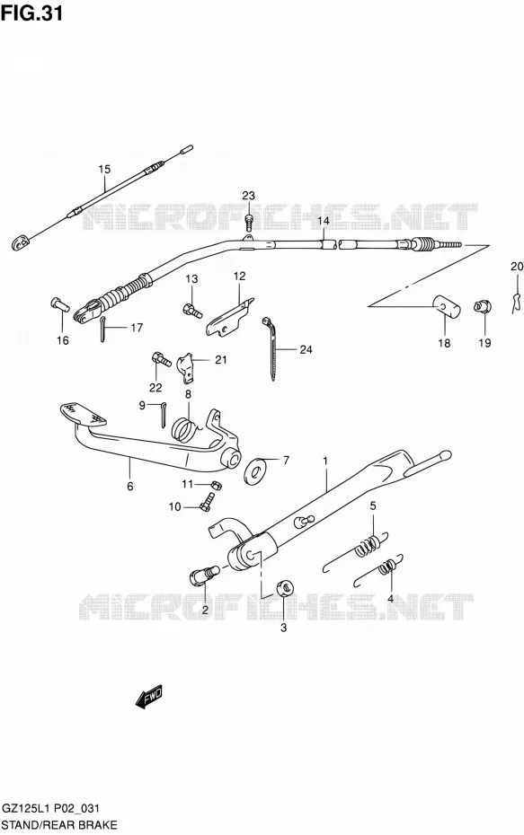 BEQUILLE - PEDALE DE FREIN ARRIERE Suzuki MOTO 125 MARAUDER 2011  GZ125L1(E19)