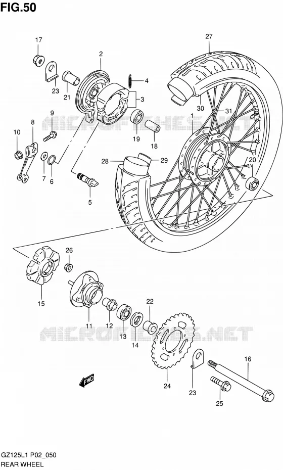 ROUE ARRIERE Suzuki MOTO 125 MARAUDER 2011  GZ125L1(E19)