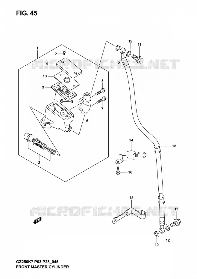 MAITRE CYLINDRE AVANT Suzuki MOTO 250 MARAUDER 2005  GZ250K5(E03,E28,E33)